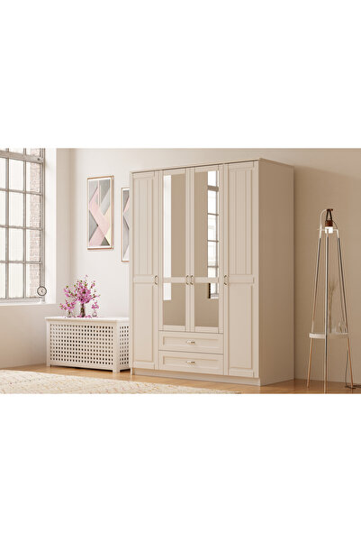 Rabi Kardelen Country 4 Kapak 2 Çekmeceli Gardırop