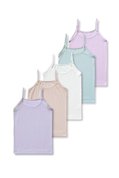 GizaKids 95% Cotton Girls' Undershirt Underwear Set of 5