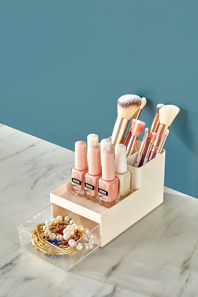 Kitchen Life Birou cu sertar cu 3 niveluri, organizator de machiaj pentru bijuterii / cutie de organizare pentru birou pentru cosmetice