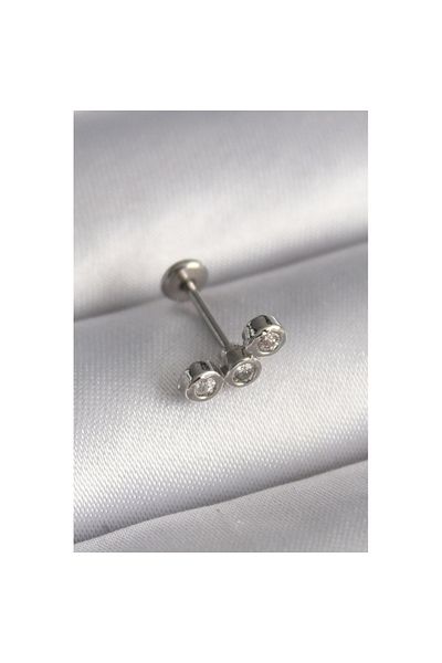 Skygo 316L Steel Silver Color Zircon Stone Tragus Piercing - Tj-Pr1349