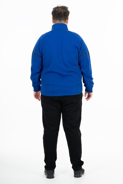 MARATON Büyük Beden Erkek Hakim Yaka Dar Paça Uzun Kol Saks Eşofman Takımı 21518