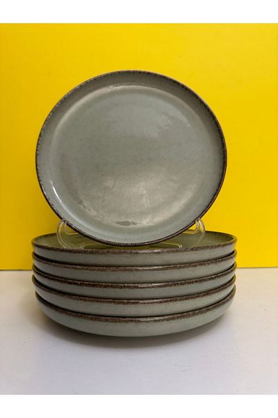 Kütahya Porselen Pearl Series Modern Model Green 19 cm Sweet Plate 6-Pack