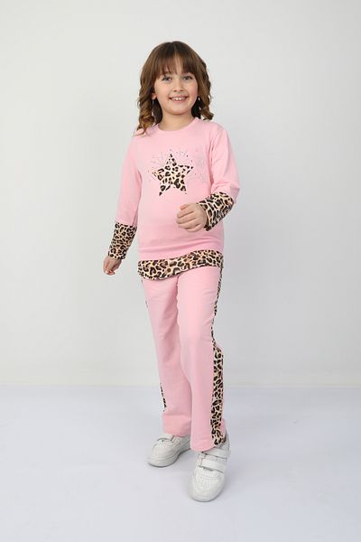 e-çocuk Girl's Leopard Star Suit 37037