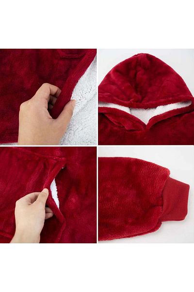 U X U&X oversized hoodie, wool, red, one size fits all