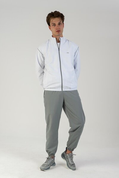 MARATON Comfort Men's Mock Neck Rubber Leg White Tracksuit Set