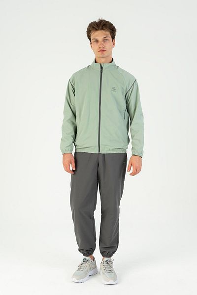 MARATON Comfort Men's Stand Collar Elastic Leg Raglan Sleeve Water Green Tracksuit Set 22732