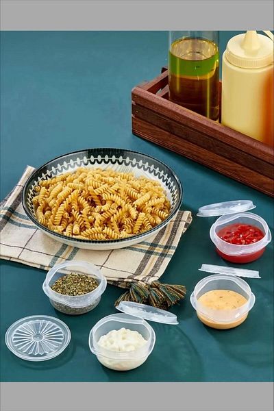 kapsulavm Transparent Mini Sauce Bowl with 9 Fan Lids - Ketchup Mayonnaise Bowl - Coffee Side Candy Turkish Delight Bowl