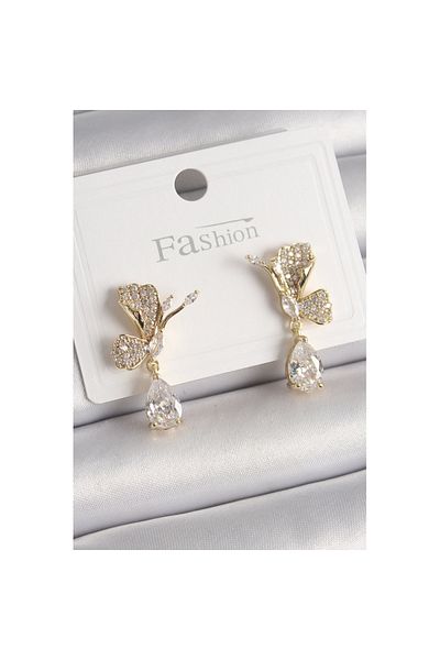 Skygo Silver Color Zircon Stone Crane Bird Model Women's Earrings