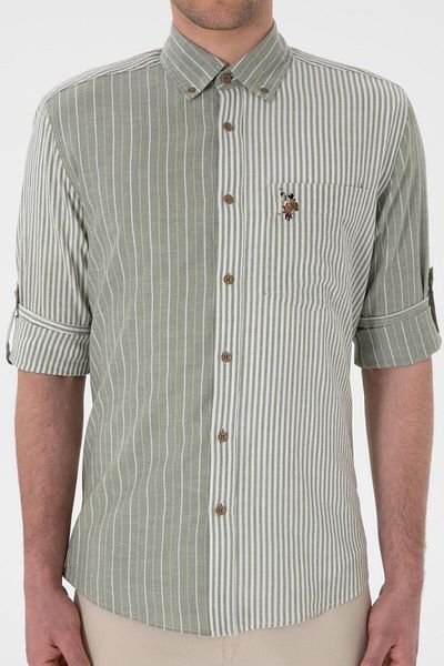 U.S. Polo Assn. Men's Dark Khaki Long Sleeve Shirt G081Sz004.000. 2103034