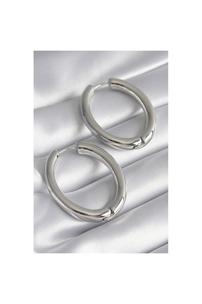 Skygo Brass Silver Color Hoop Model Women's Earrings - TJ-BKP8498