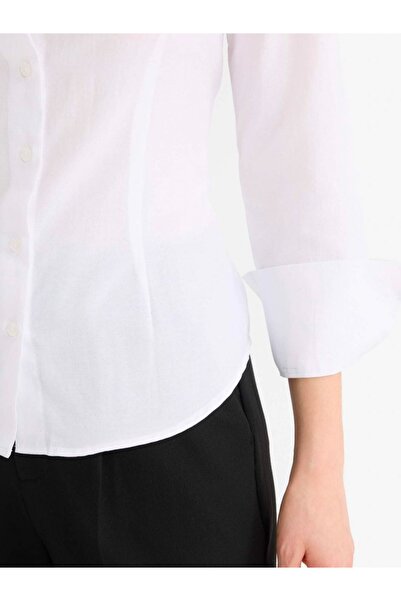 Modamorfo Білий манжет на рукаві, широка сорочка на ґудзиках