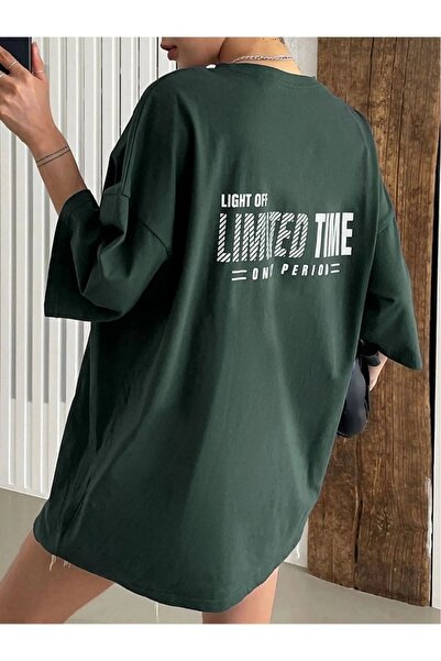 WEARTEX Women's Limited Time Printed Crew Neck Oversize Basic T-Shirt