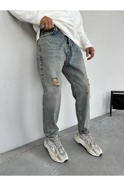 TÜZeMEN Men's Boyfrend Washed Distressed Jeans Trousers