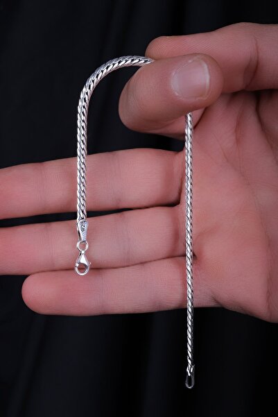 ENCİLİ SİLVER 925 Ayar Gümüş 3,3 Mm İtalyan Ezme Örgü Model Zincir Model Bile...