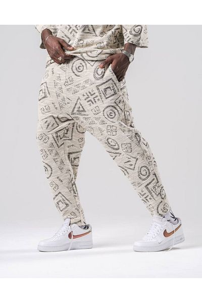 FıttingRoom Aztec Pattern Baggy Trousers with Elastic Waist