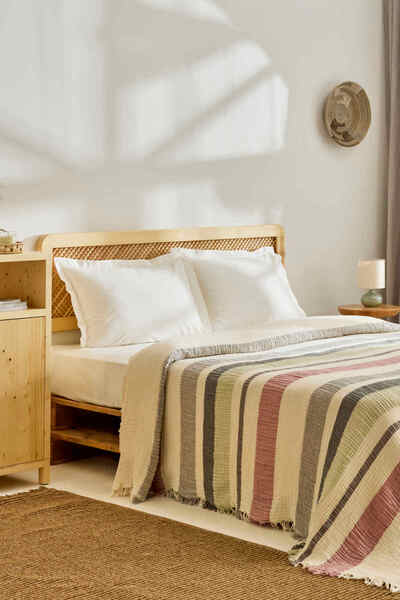 Kaşmir Home مفرش سرير رايلي مزدوج باللون البيج