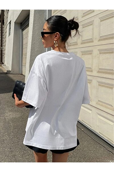 WEARTEX Women's Optimistic Printed Crew Neck Oversize Basic T-Shirt