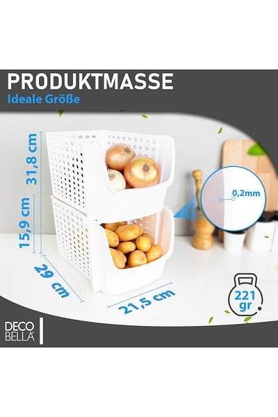 Decobella Gemüseboxen 2 Stück | 29x21,5x15,9 Cm | Kühlschrank Aufbewahrungsboxen