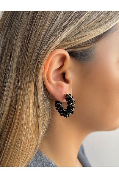 Bijou Luz Beaded Hoop Earrings