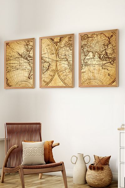 Muyika Design Premium din lemn încadrată 3-piese moderne scandinav boem stil decorativ acasă Decor Set de masă-SET10