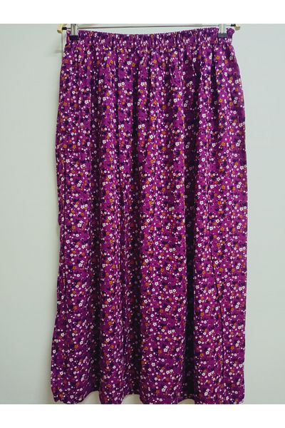 hoaryage Fusta de mama lungime maxi din tesatura de viscoza cu model cu talie elastica