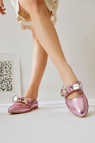 Limoya Joselin Fuchsia Wrinkled Patent Leather Ballerinas with Bow Accessories, Women's Ballerinas