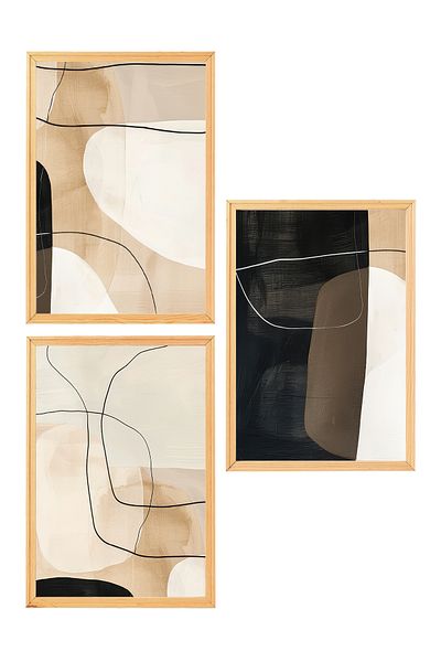 Muyika Design Set de 3 picturi decorative pentru decorarea casei în stil boem nordic modern cu cadru din lemn premium-SET14