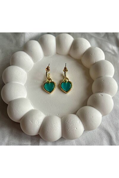 Bijou Luz Kalp Renkli Taşlı Retro Küpe