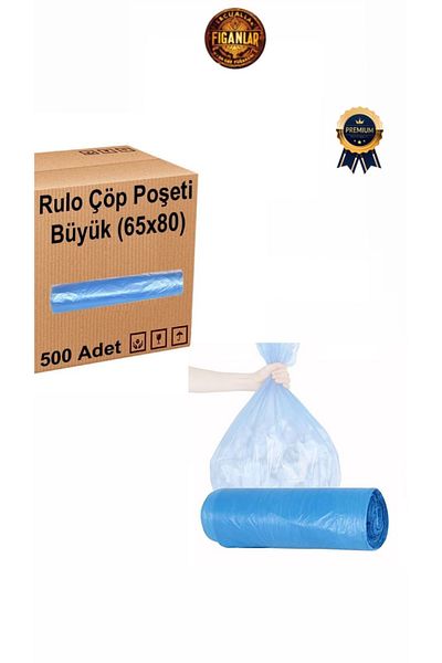 figanlar ambalaj Large Size Blue Garbage Bag 65X80, 10 X 50 Rolls 500 Pieces
