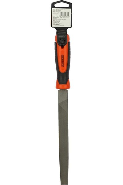 Black&Decker 200mm 2Nd Cut Bimaterial Steel Half Round File, Orange/Black - Bdht22146, 2 Years Warranty