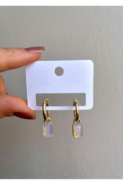 Bijou Luz Square White Stone Mirrored Earrings