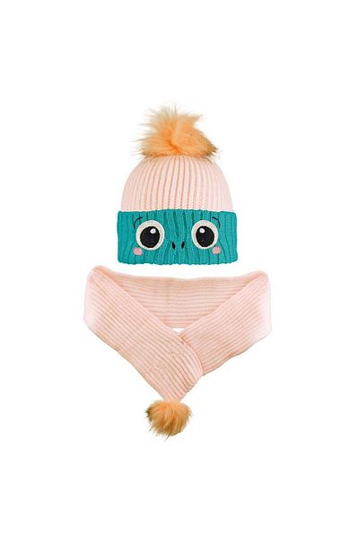 Cigit 4-8 Years Scarf Beanie Set Powder