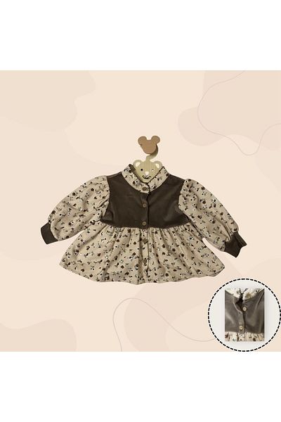 Balbadem baby kids بدلة طفلة مخملية مع زهرة