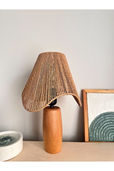 KorFam Wicked Handmade Bohemian Asymmetric Shape Rustic Lampshade with Wooden Legs