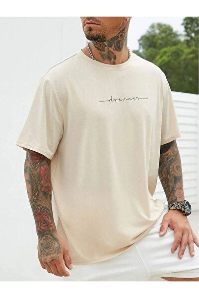 WEARTEX Men's Dreamer Printed Crew Neck Oversize Basic T-Shirt