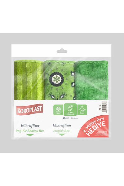 Koroplast Microfiber Oil Dirt Remover and 3-Piece Kitchen Cloth