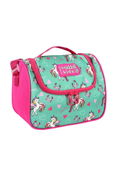 GİZA صندوق غداء حراري مخطط بلون أخضر نعناعي ووحيد القرن مرخص من جيزة واديل