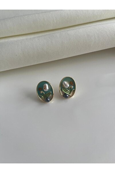 Nilsu Jewellery Accessory Vintage İncili Yaprak Detaylı Kadın Küpe