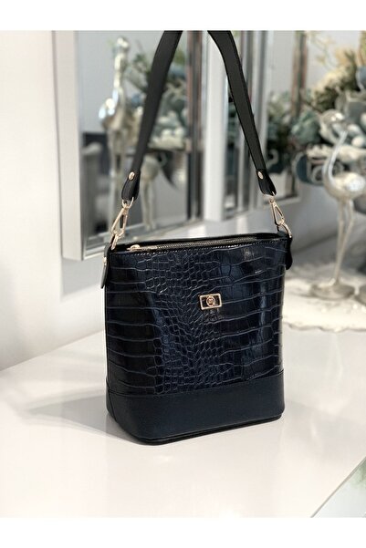 Molie تمساح أسود نمط دلو نموذج المرأة اليد والكتف حقيبة كروس الذهب الملحقات