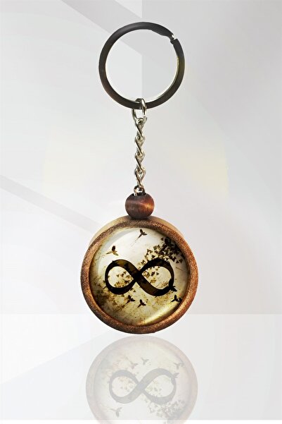 Tahtakolik سلسلة مفاتيح خشبية برمز إنفينيتي مقاس واحد N11.2951