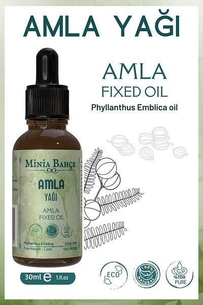 Minia Bahçe Bitki ve Sanat Atölyesi Amla Fixed Oil – 100% Pure and Natural, 30 ml