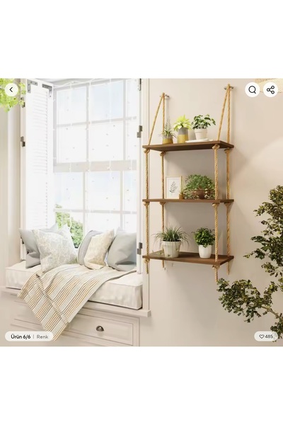 BOSS WOODEN Halatlı duvar rafi,dekoratif duvar rafı ,dekoratif raf,rustik raf,uçan raf,mutfak banyo