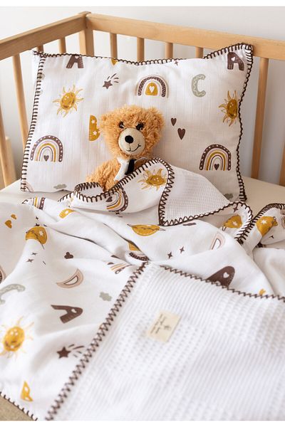 lizayn home Waffle Müzlemin Pike Cover 100X100 and Pillow Case 35X45 100% Cotton, Eco-Teks Certified