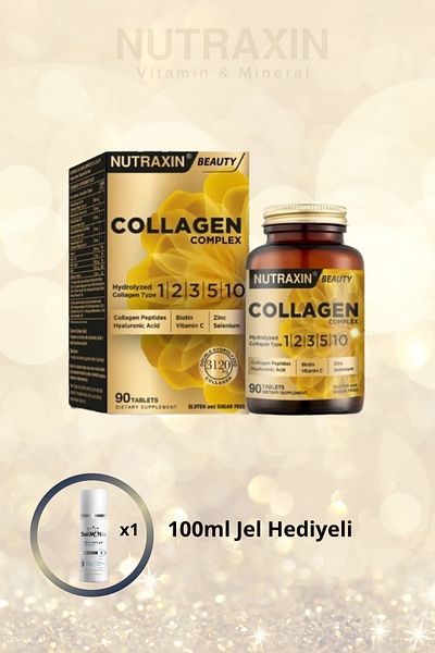 Nutraxin Collagen Beauty Complex 90 Tablets - Hydrolyzed Type 1, 2, 3, 5, 10, Biotin, Zinc, Copper, Hya, /Set2203