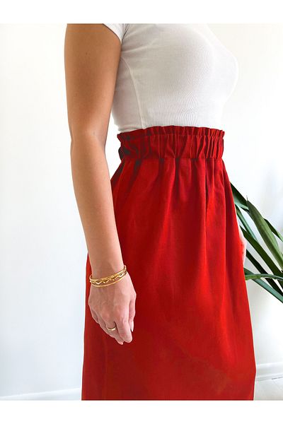 Viva Vogue Gabardine Elastic Waist Skirt