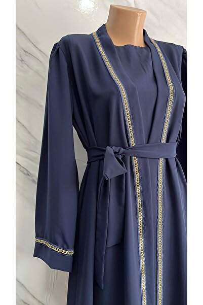 DİLEKBUTİK Διπλό κοστούμι abaya με μηδενικό μανίκι μέσα σε μπλε ναυτικό