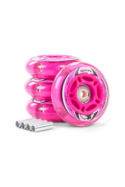 Sfr Light-Up Inline Skates Wheels - Pink 64mm, Set of 4