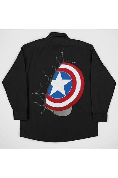SEVBANO Marvel Captain America Shield Printed Unisex Avengers Shirt