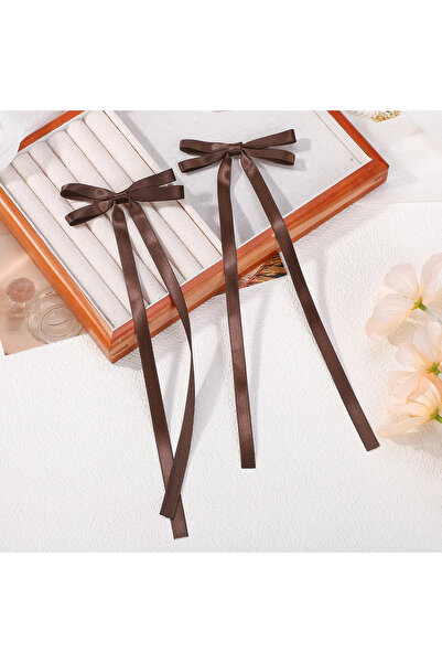 Fiyonks Atölye Saten Fiyonk Toka Saç Aksesuarı 2'li Klipsli Toka Kadın Saç To...