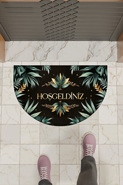 Dormot Home Covoraș digital modern Frunze verzi Covoraș de bun venit pentru ușă